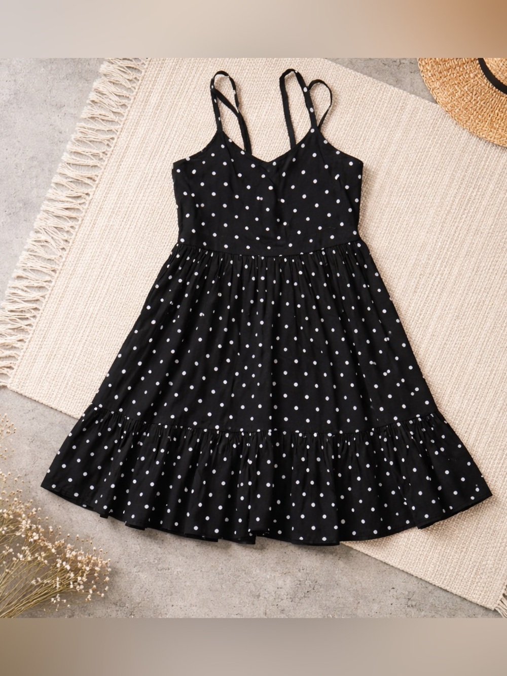 Gap Black Polka Dot Strappy Kids Dress - Picture 1 of 3